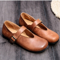 Retro Soft Leather Handmade Flat Shoes