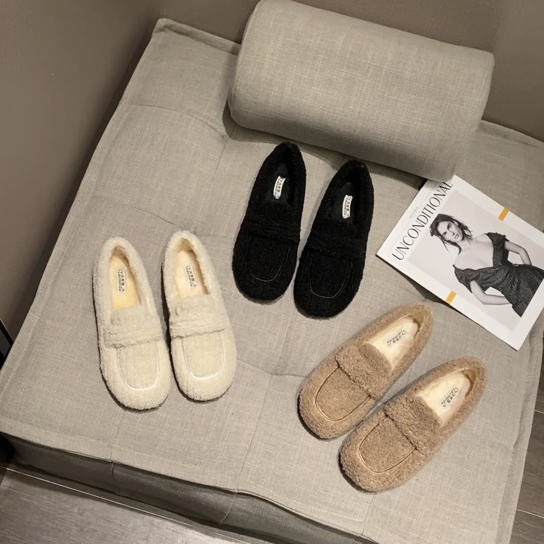 Cute Winter Warm & Soft Plush Fur Loafers Shoes