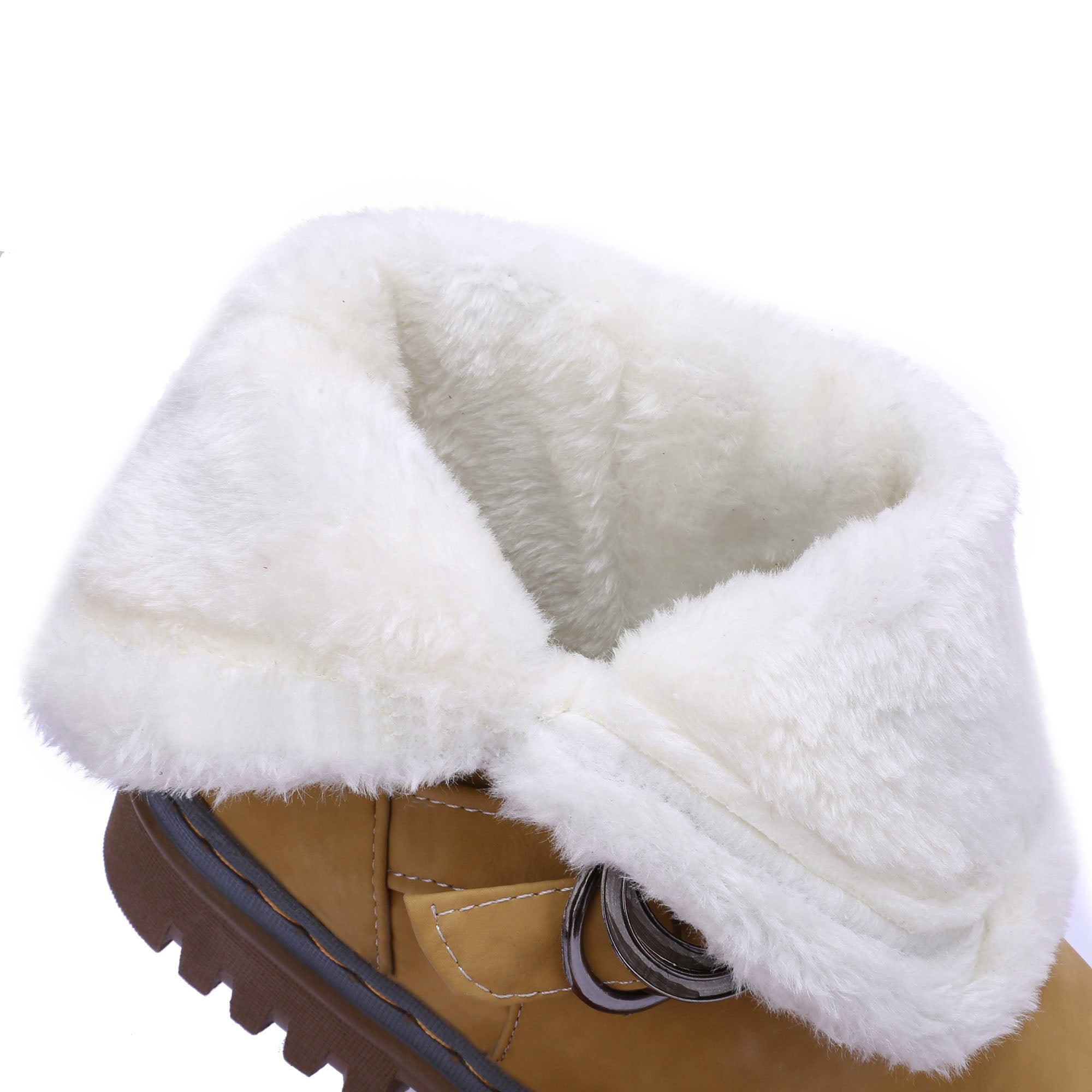 Snow Boots Flats Fur Warm Winter Buckle Slip on Shoes