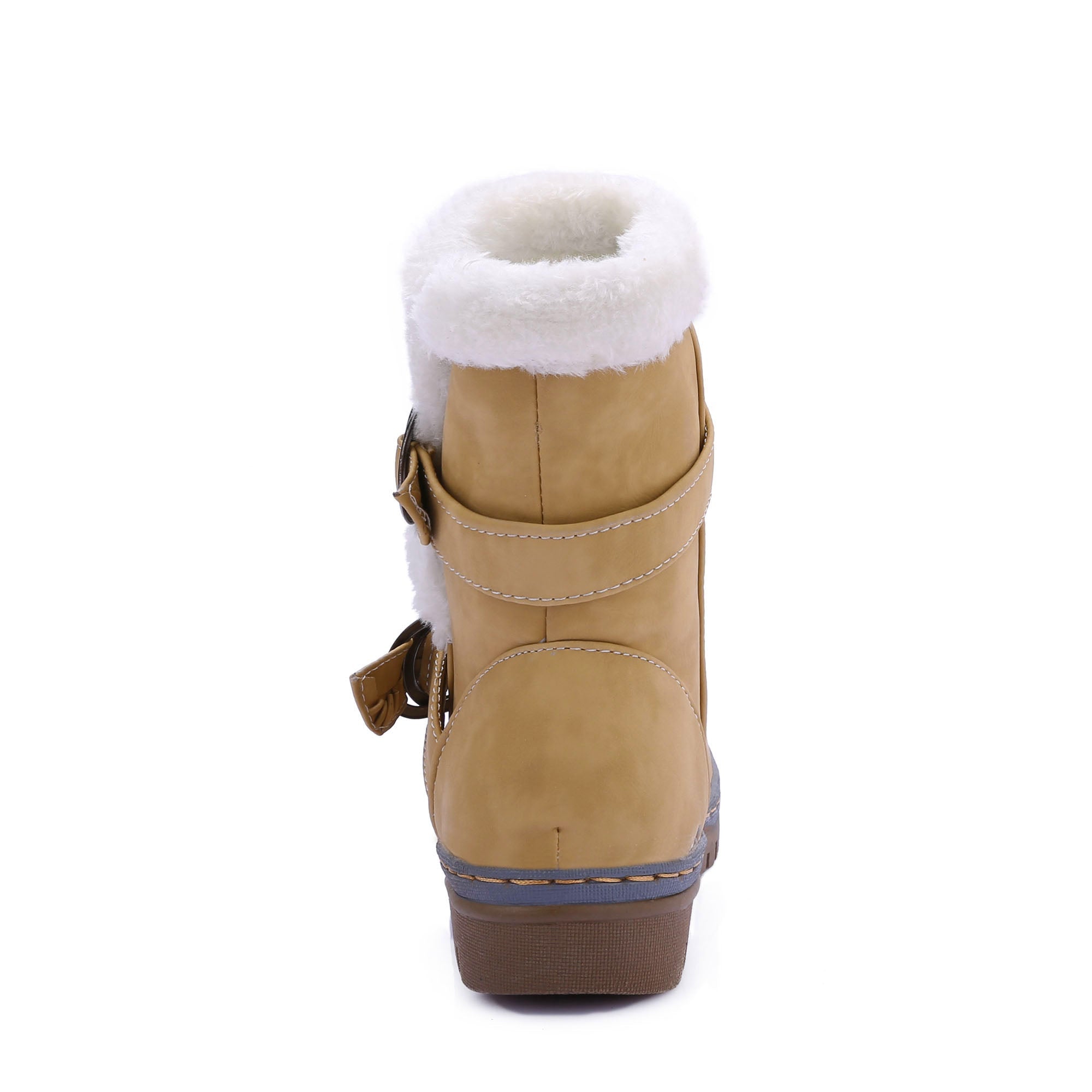 Snow Boots Flats Fur Warm Winter Buckle Slip on Shoes