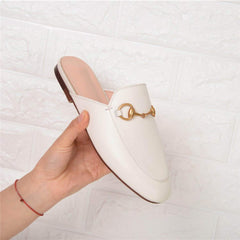 Oxford Slide Slip On Flat Mules Shoes