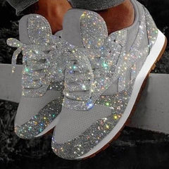 Glitter Tennis Shoes Shiny Crystal Platform Sneakers