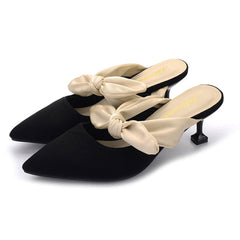 Suede Bow-knot Kitten Heel Mule