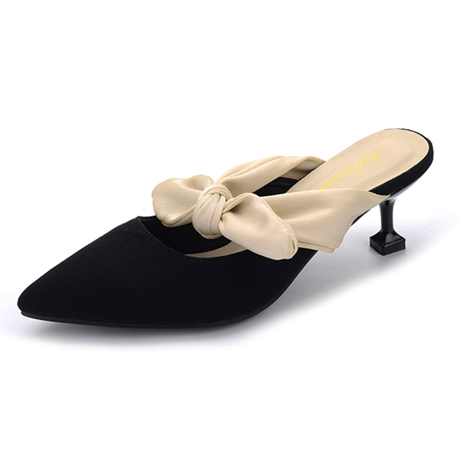 Suede Bow-knot Kitten Heel Mule