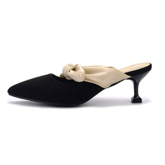 Suede Bow-knot Kitten Heel Mule