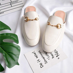 Oxford Slide Slip On Flat Mules Shoes