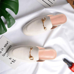 Oxford Slide Slip On Flat Mules Shoes