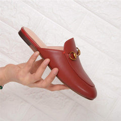 Oxford Slide Slip On Flat Mules Shoes