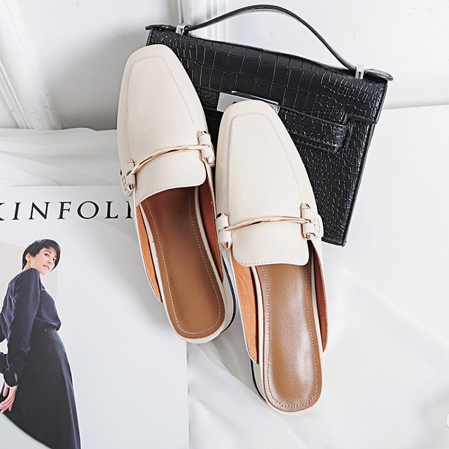 Casual Low Heel Mules Shoes