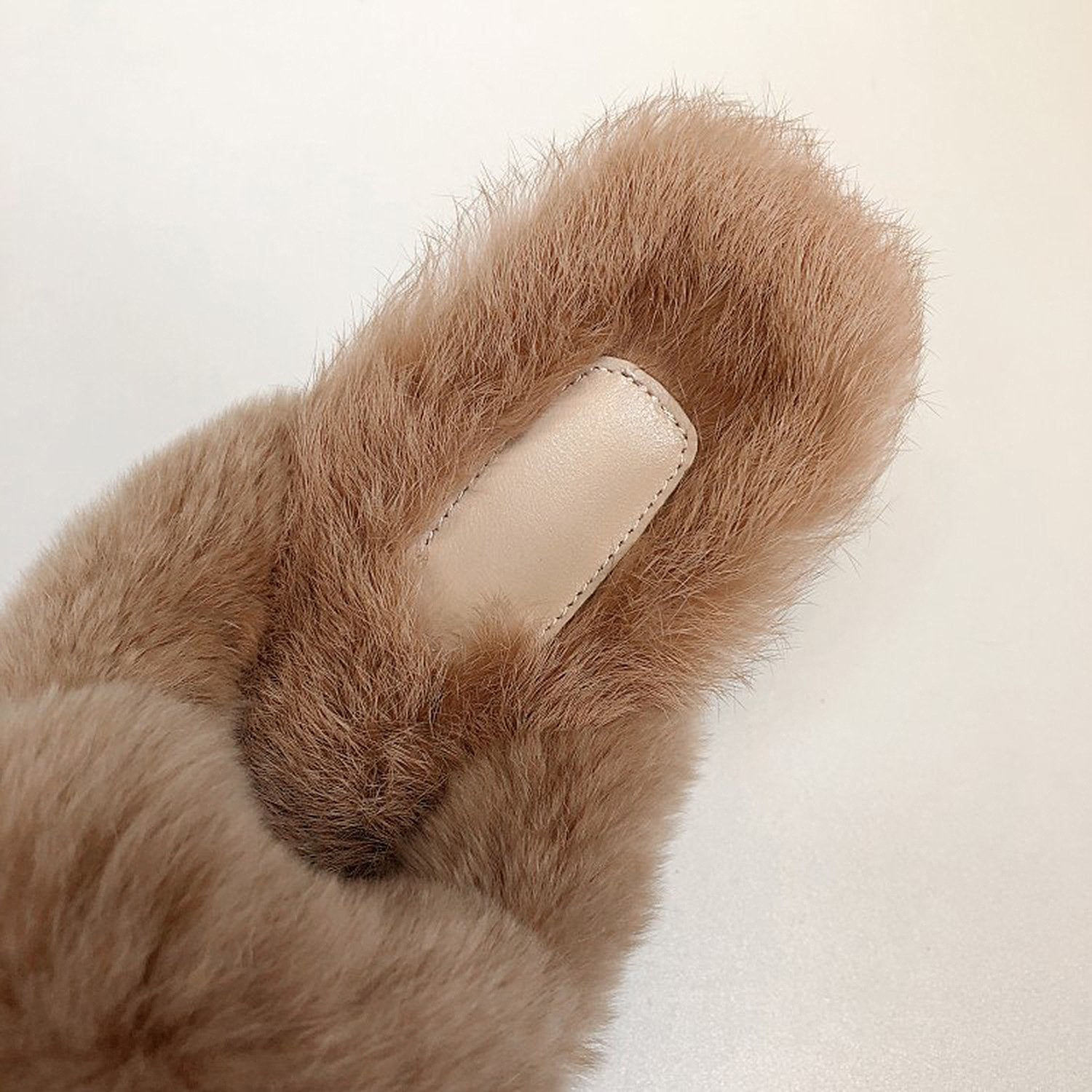 Embroidered Fur Pearl Buckle Slippers Mules Flat