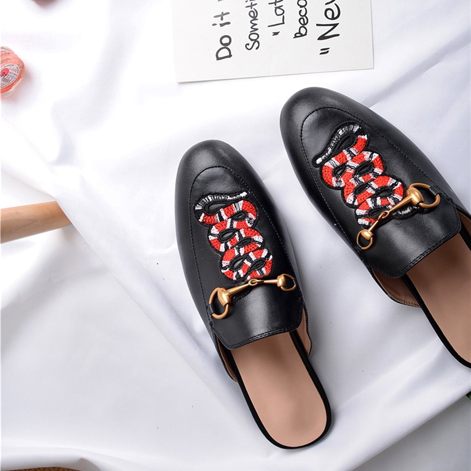 Casual Fashion Leather Tiger Pattern Velvet Slippers Mules