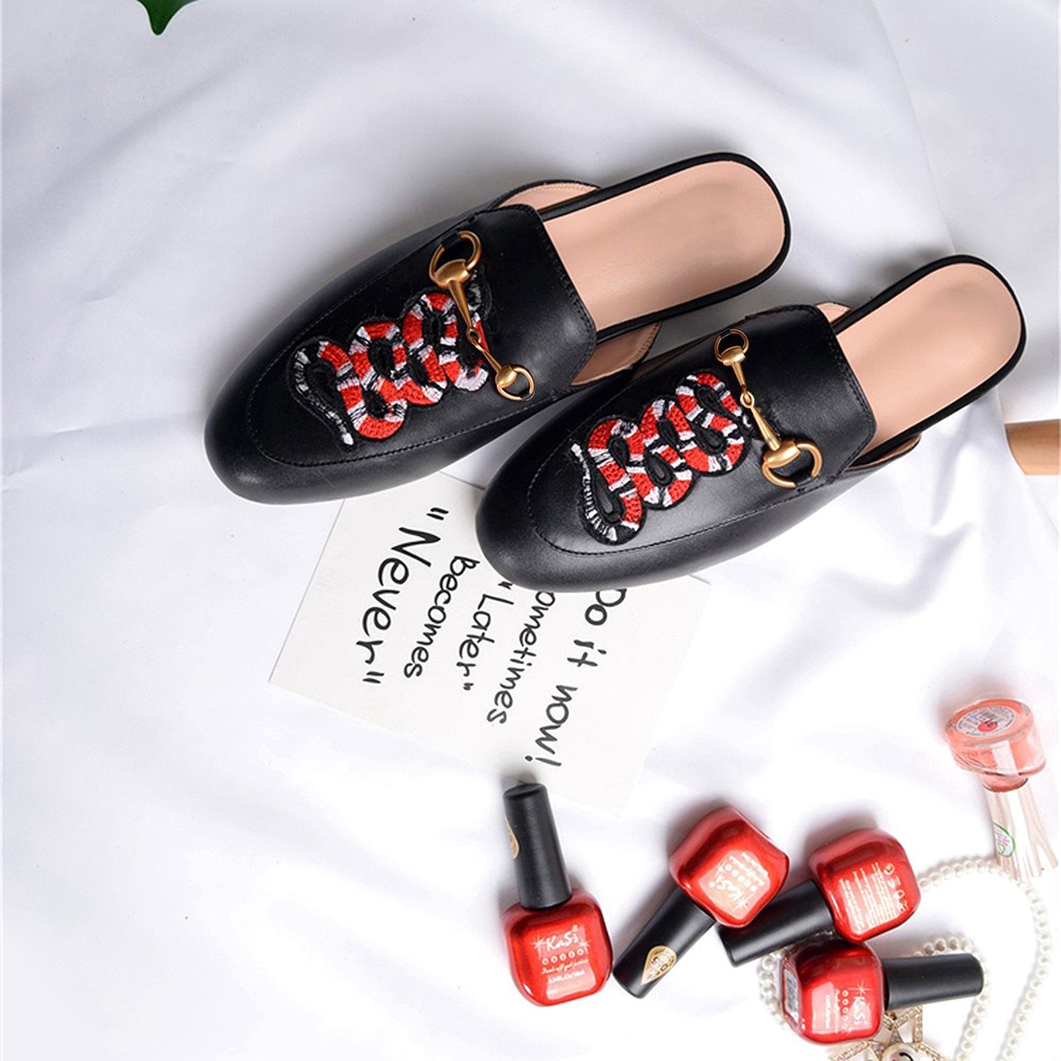 Casual Fashion Leather Tiger Pattern Velvet Slippers Mules