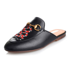 Casual Fashion Leather Tiger Pattern Velvet Slippers Mules