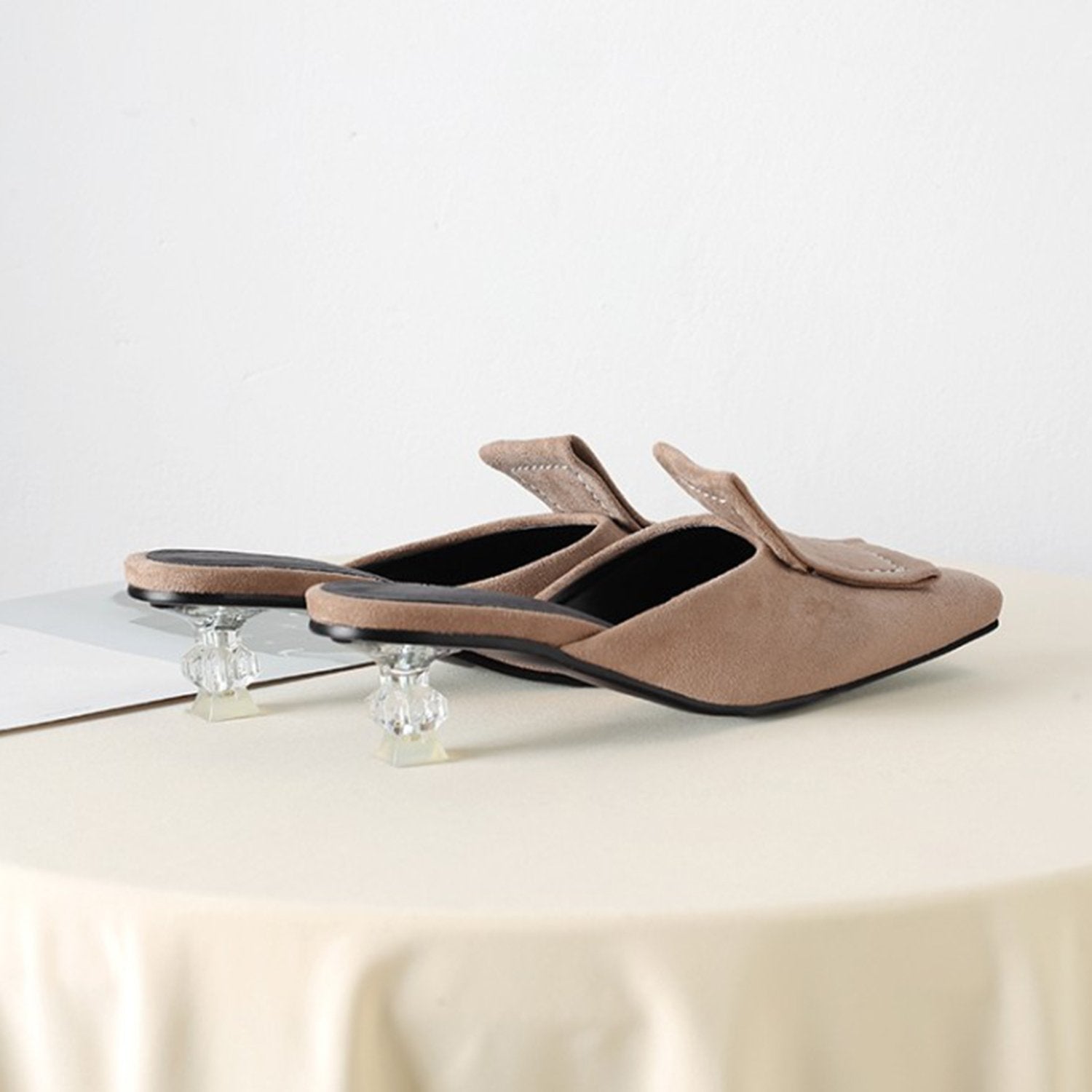 Matte Velvet Mules Plush Size