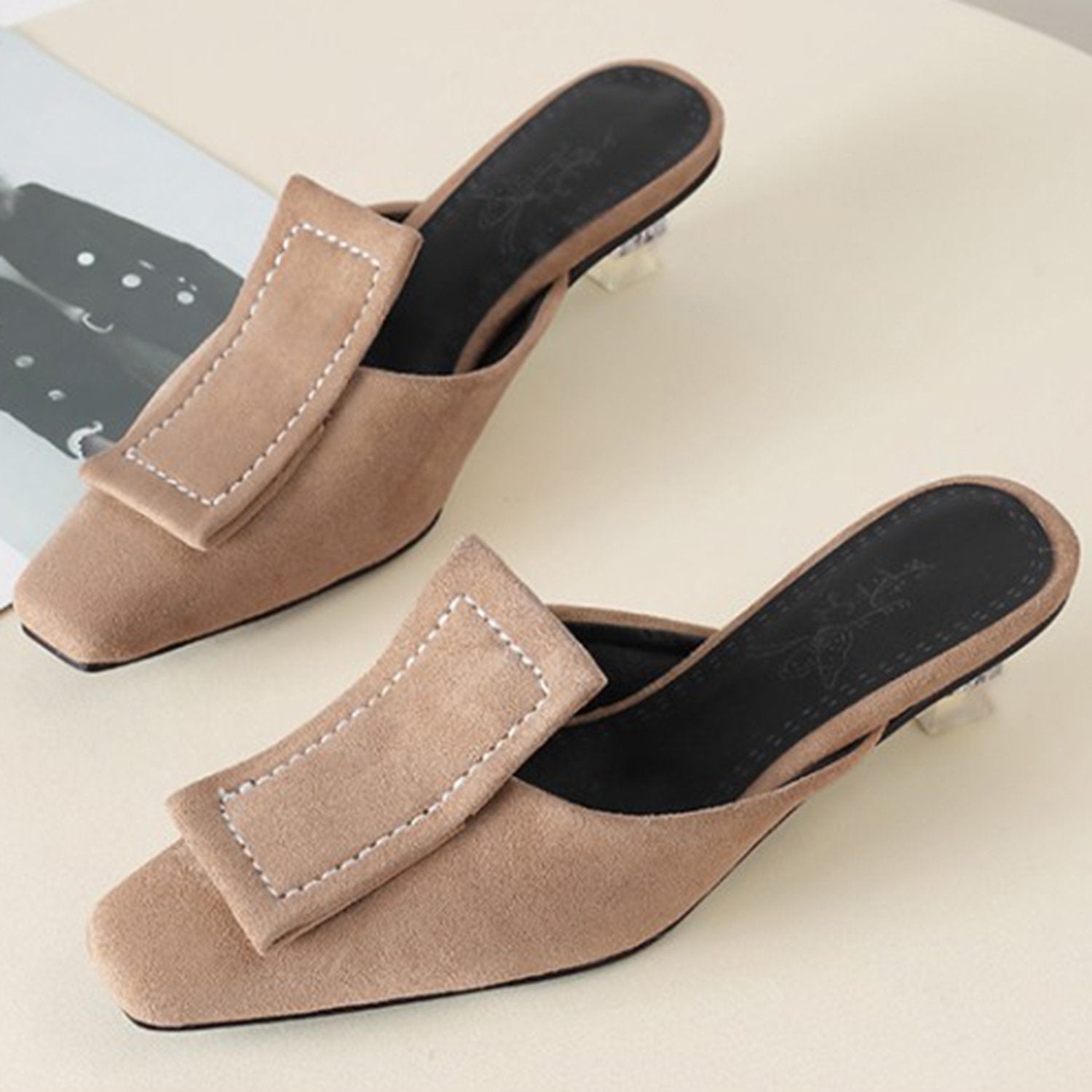 Matte Velvet Mules Plush Size