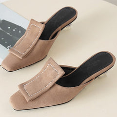 Matte Velvet Mules Plush Size
