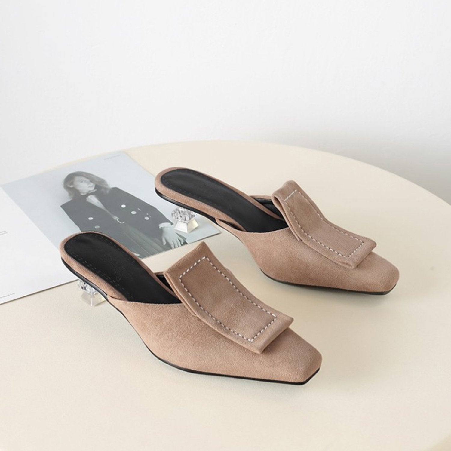 Matte Velvet Mules Plush Size