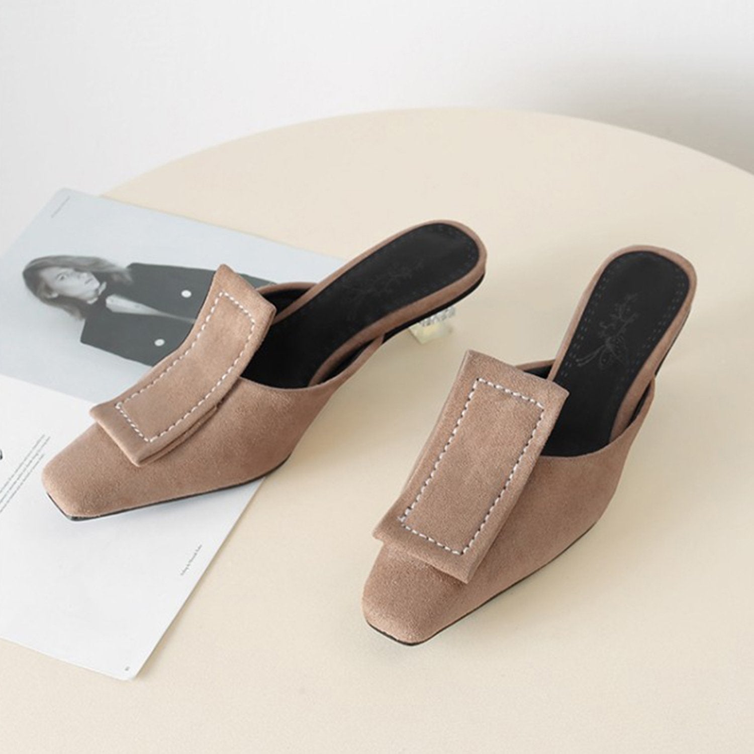 Matte Velvet Mules Plush Size