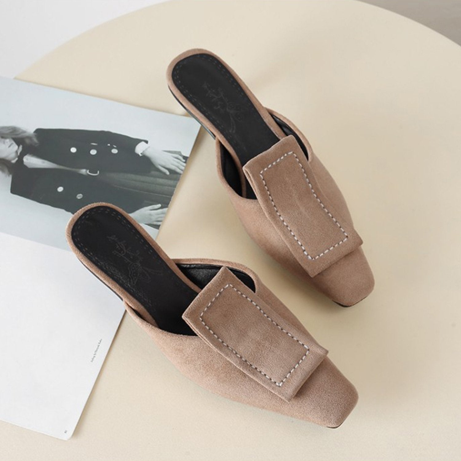 Matte Velvet Mules Plush Size
