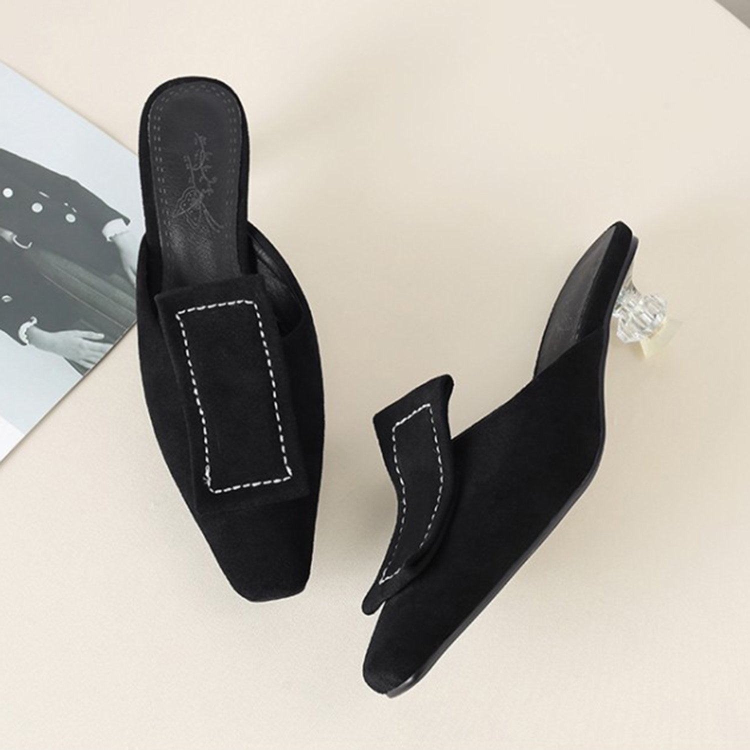 Matte Velvet Mules Plush Size