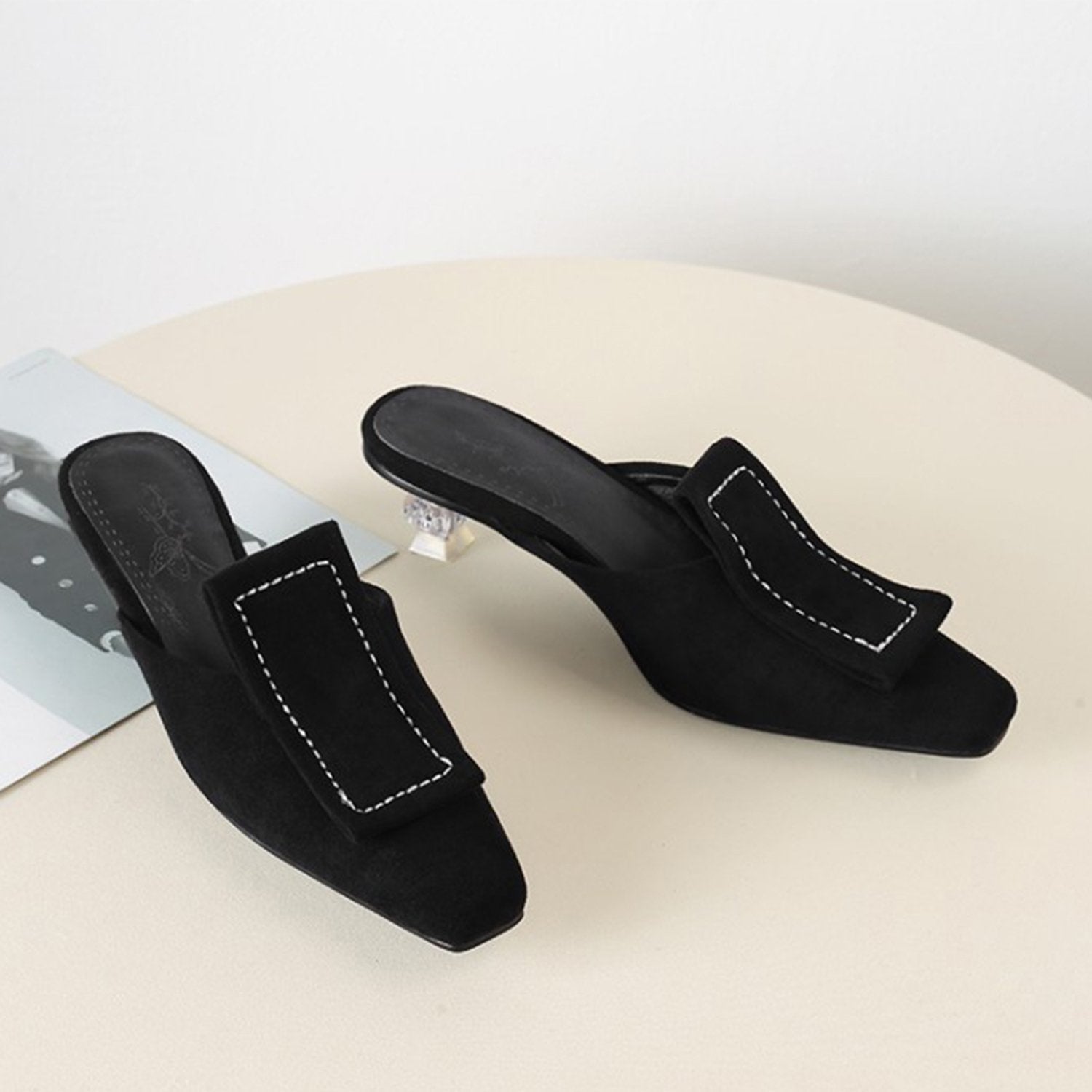 Matte Velvet Mules Plush Size