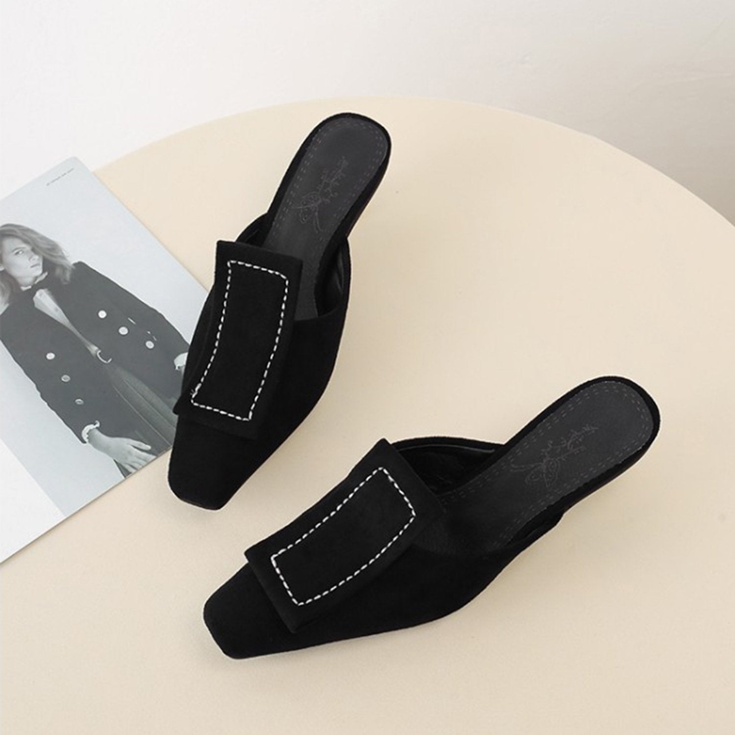 Matte Velvet Mules Plush Size