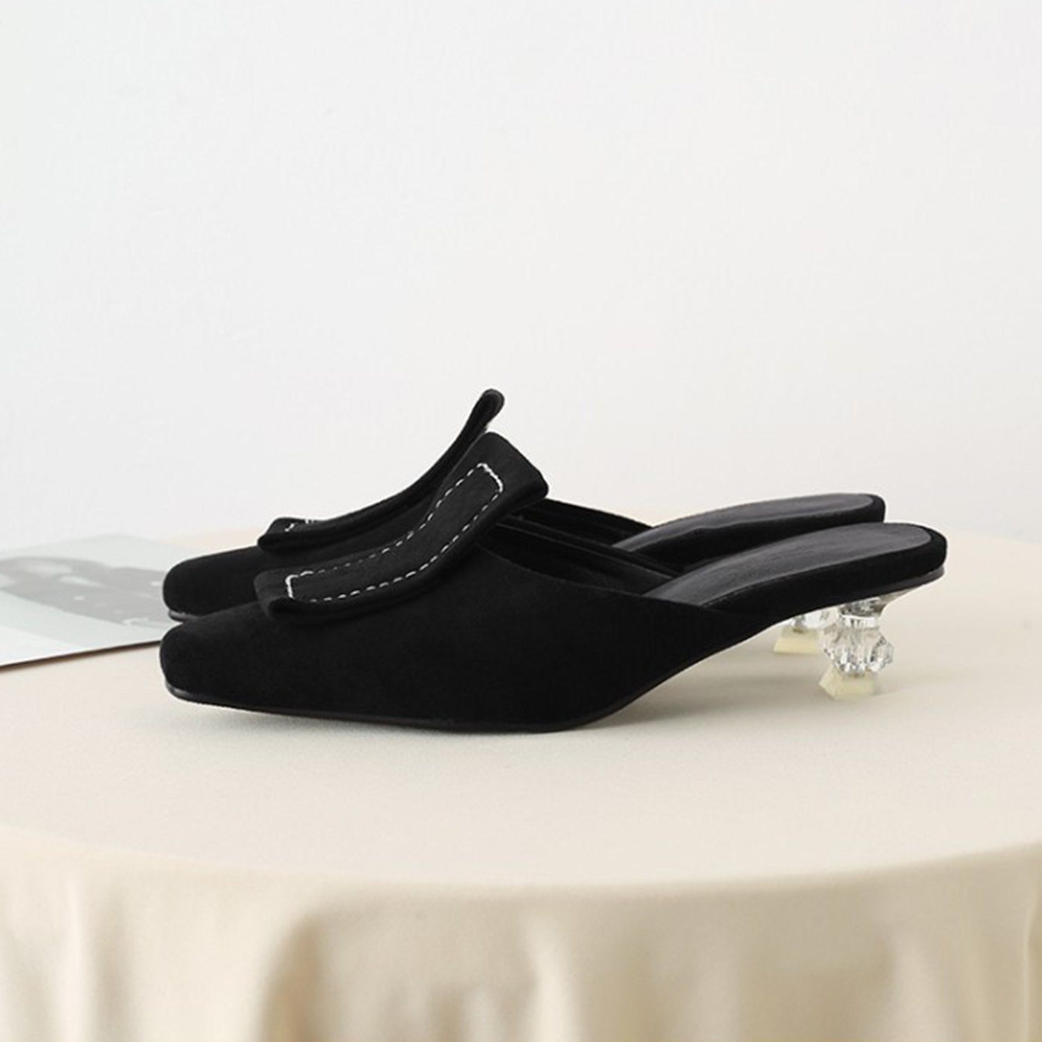 Matte Velvet Mules Plush Size