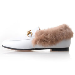 Horsebit Chain Fur Slip-on Penny Loafers