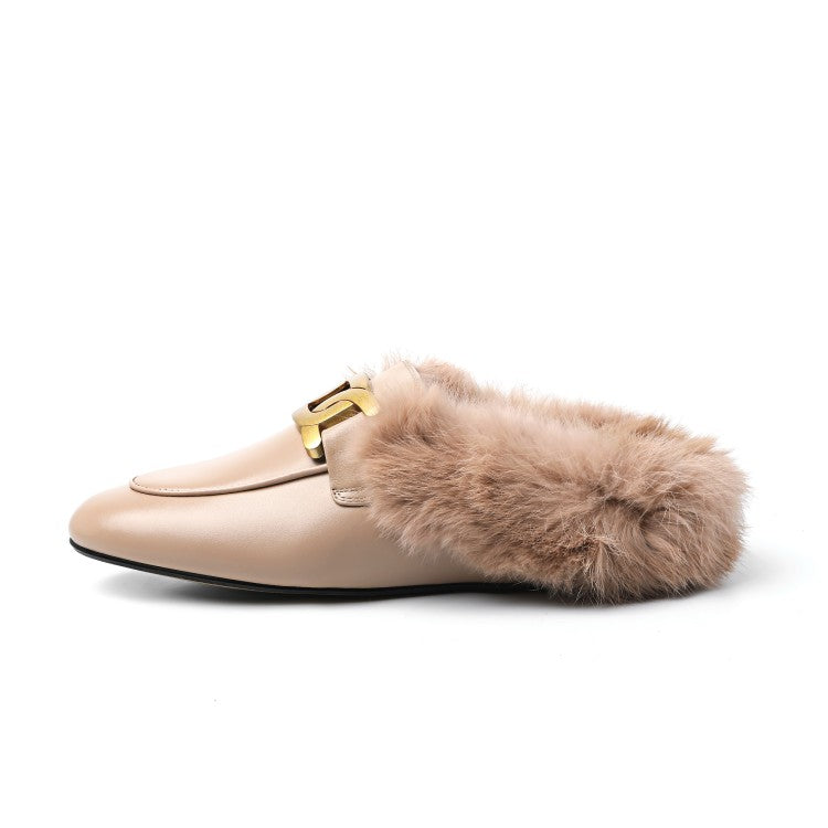 Furry Fur Slip on Mules Shoes