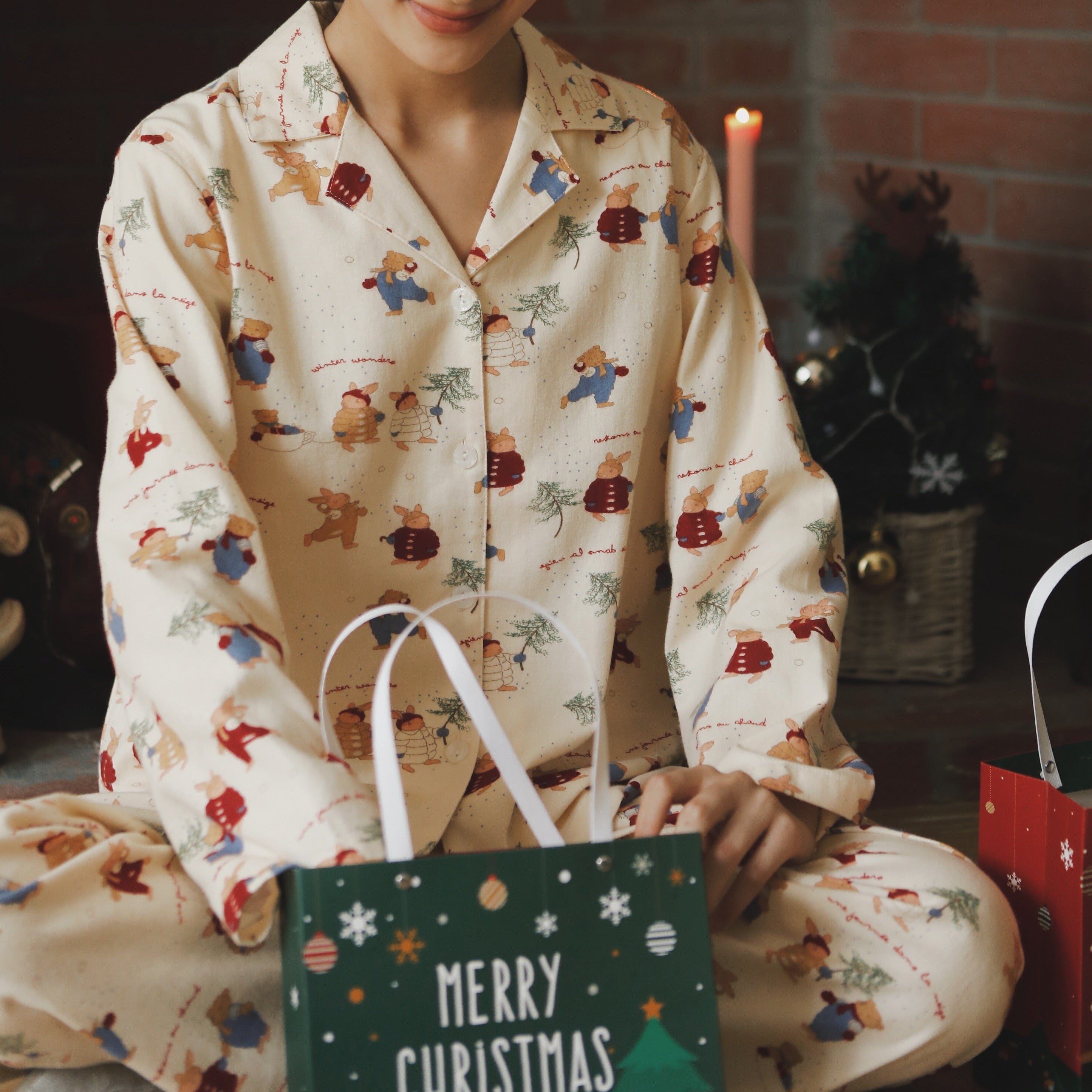 Christmas Pajamas PJS Bunny Christmas Presents
