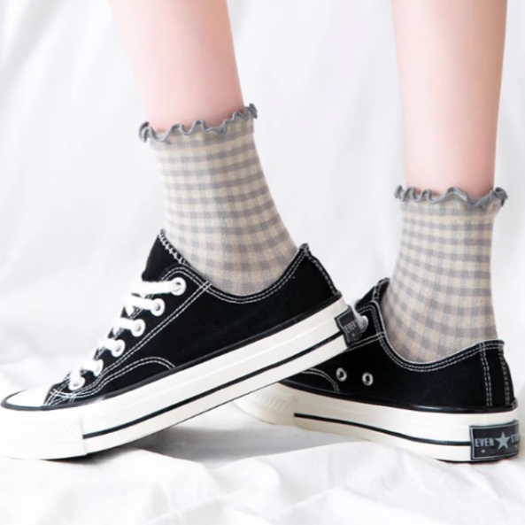 3 Pairs Cute Plaid Cotton Socks for Women