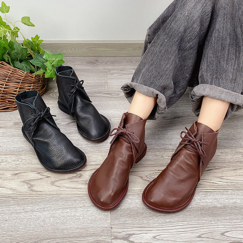 Handmade Shoes Ankle Boots Retro Leather Short Boots