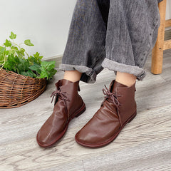 Handmade Shoes Ankle Boots Retro Leather Short Boots