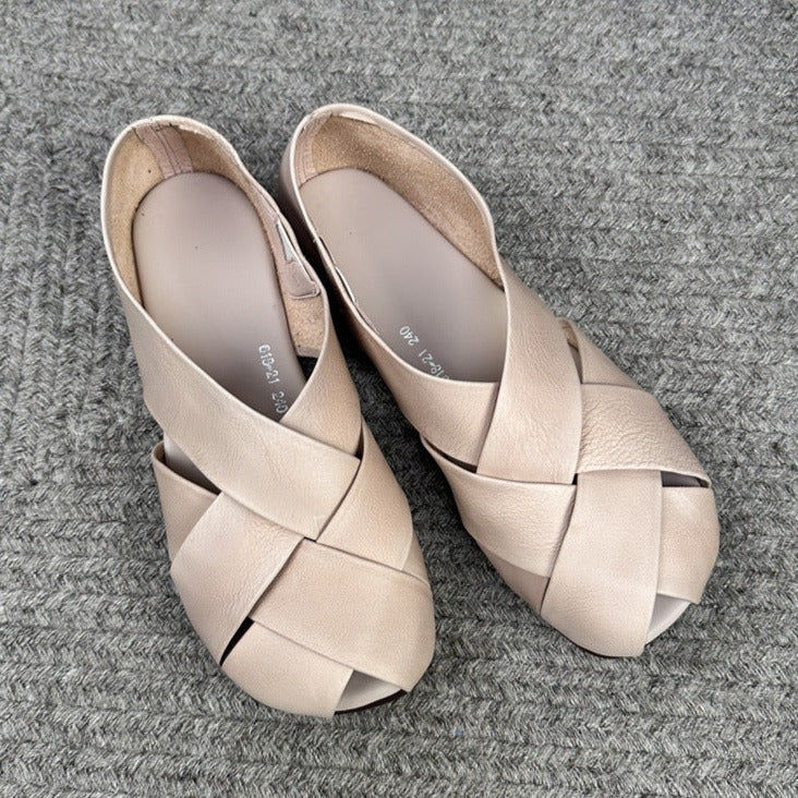 Summer Retro Hollow Out Leather Shoes