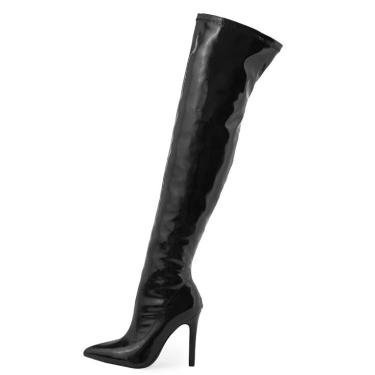 Women's Over The Knee Boots Stiletto High Heels Pointed Toe Side Zip Shoes