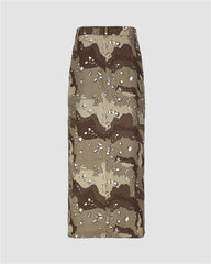 Camouflage Side Slit Cargo Skirt