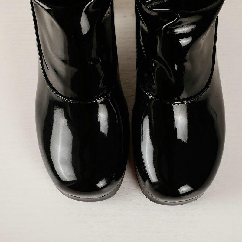 Women's Knee High Boots Patent Leather Zipper Thick Bottom High Heeled