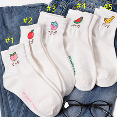 Cute White Sweet Fruit Socks 5PCS