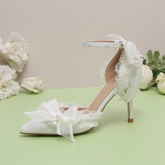 Lily of the valley Elegant Elf Fairy Princess Wedding High Heels - White