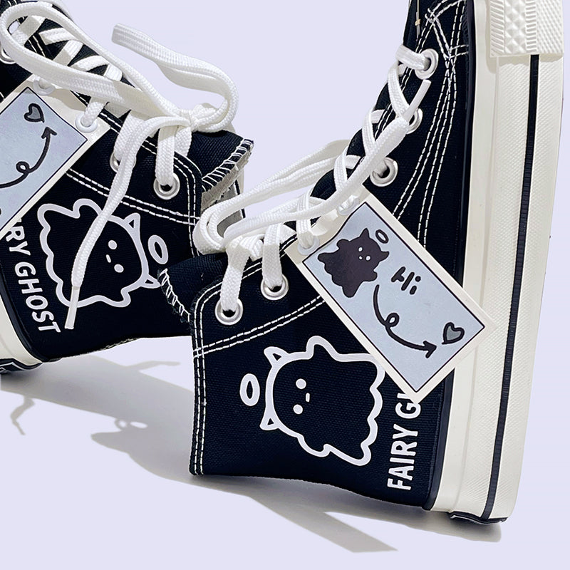 Mens Students Fairy Ghost High Top Canvas Sneakers