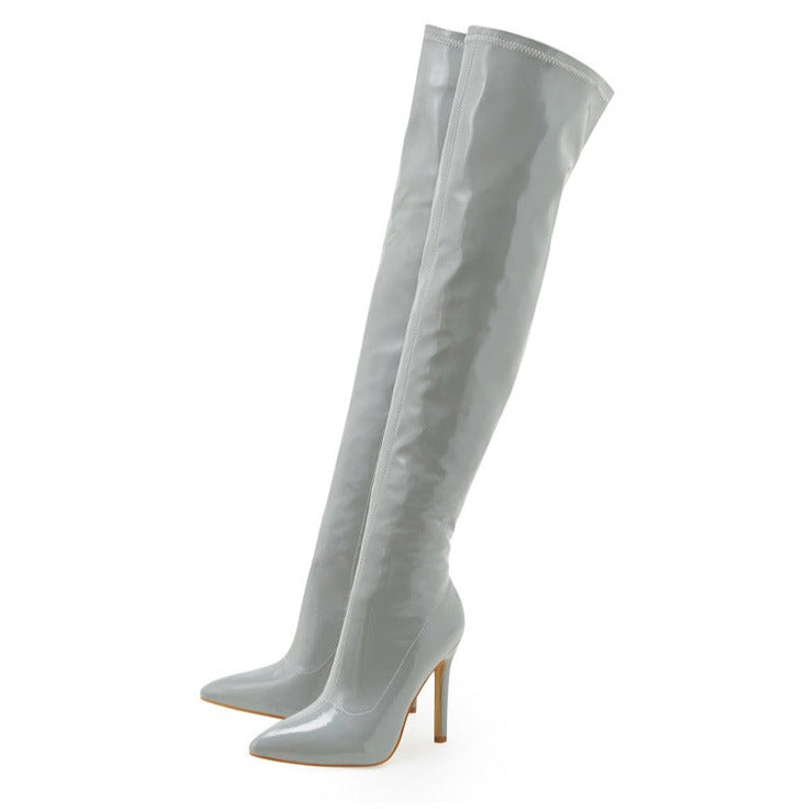 Women's Over The Knee Boots Stiletto High Heels Pointed Toe Side Zip Shoes