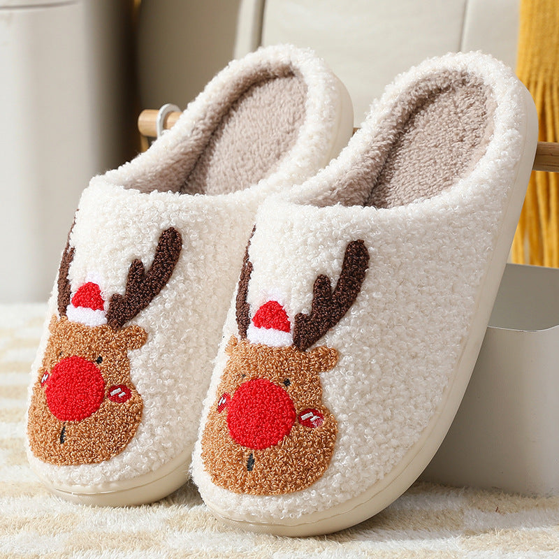 Christmas Shoes Winter Home Slippers Elk Soft Cozy Bedroom Slipper