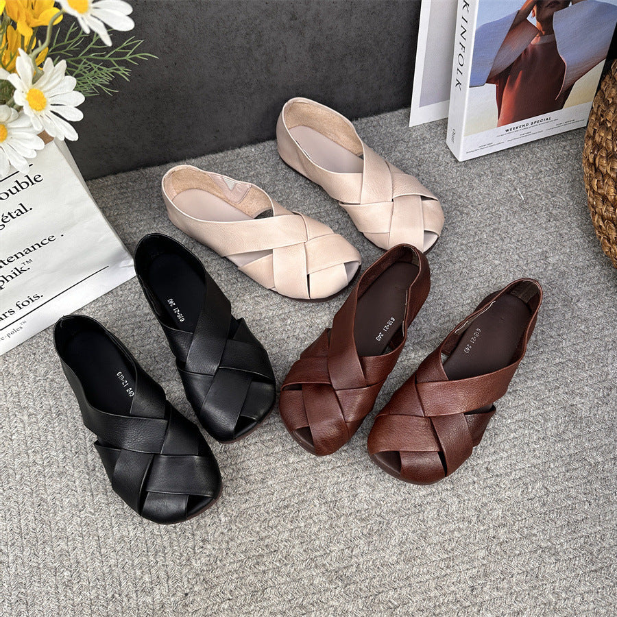 Summer Retro Hollow Out Leather Shoes