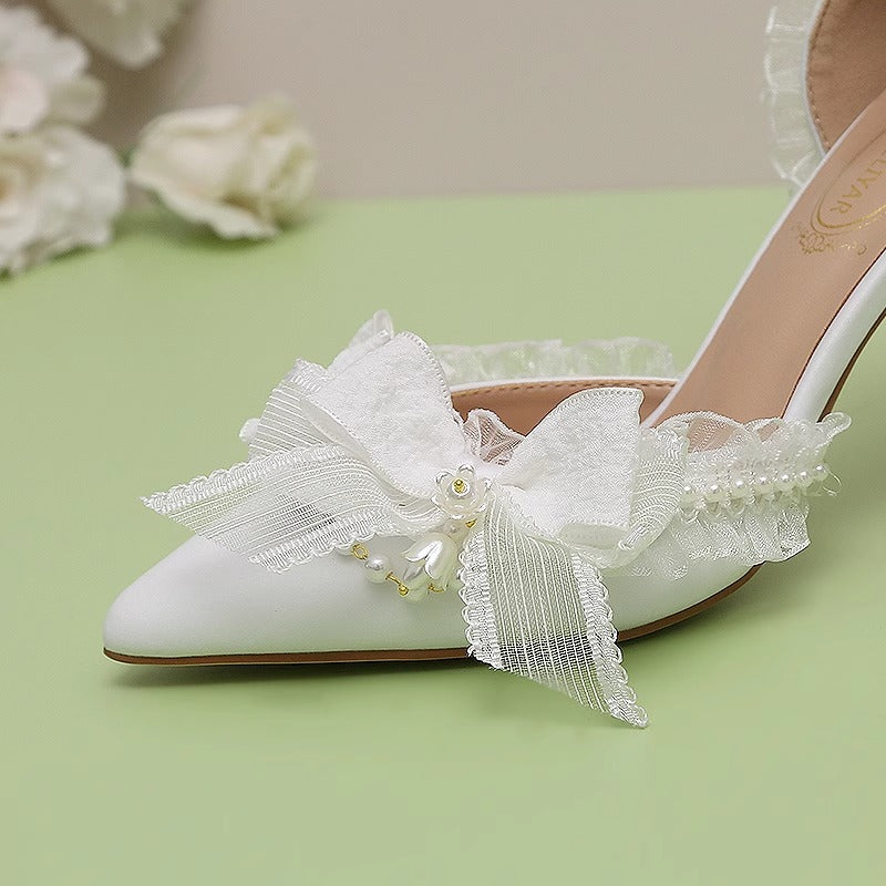 Lily of the valley Elegant Elf Fairy Princess Wedding High Heels - White