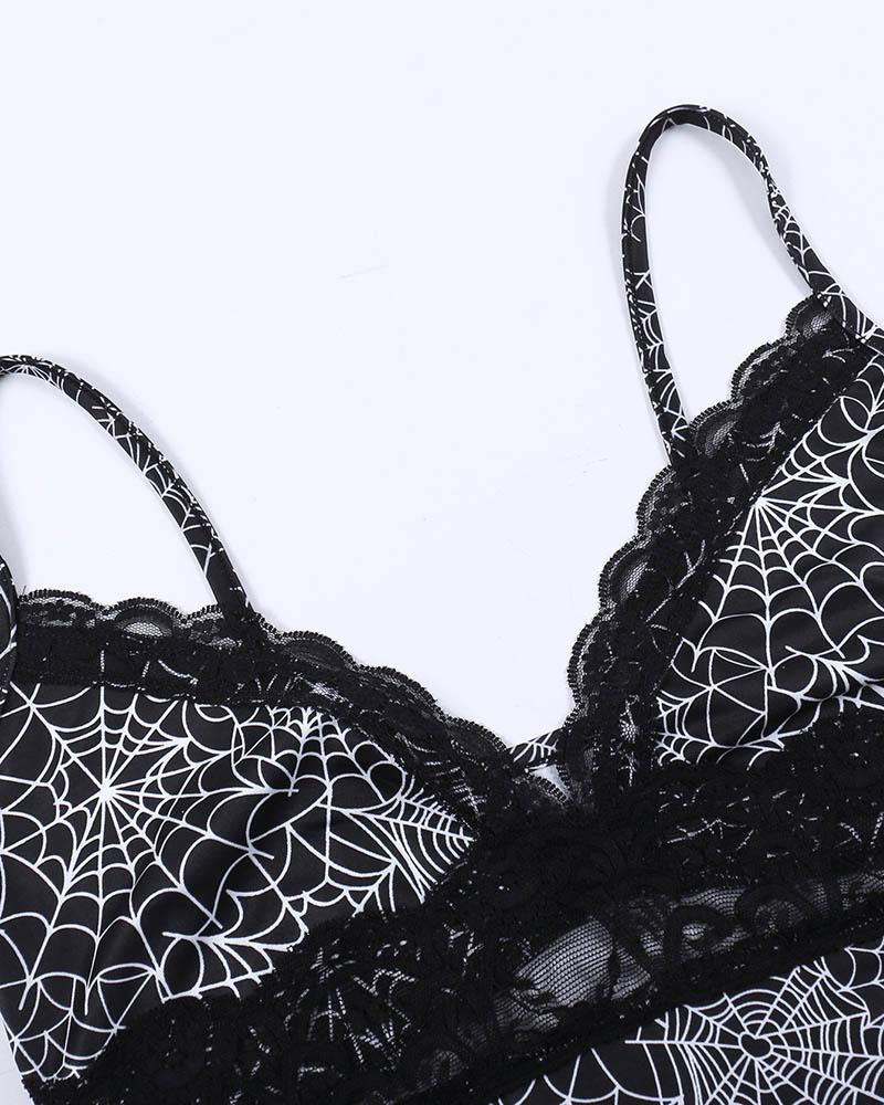 Halloween Spider Web Print Cami Top