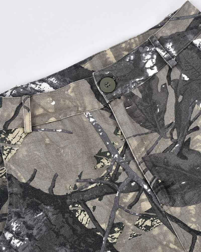 Camouflage High Waist Cargo Pants