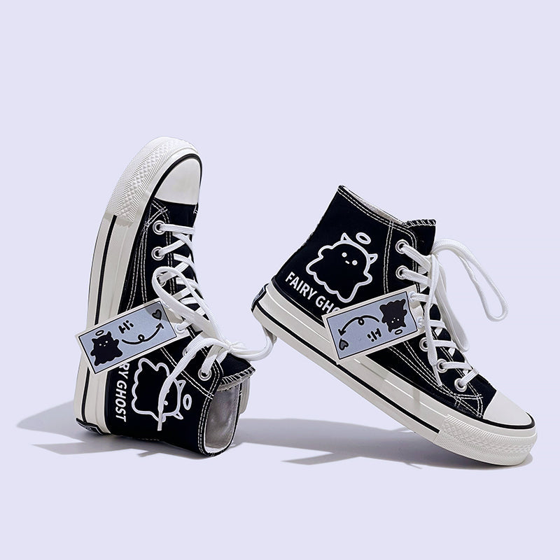 Mens Students Fairy Ghost High Top Canvas Sneakers