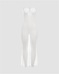 Ringing Design Mesh Maxi Dress