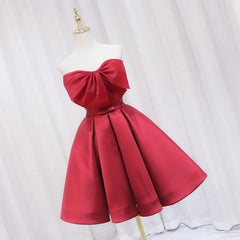 Big Bow Pleated Satin Homecoming Dress With Off Shoulder