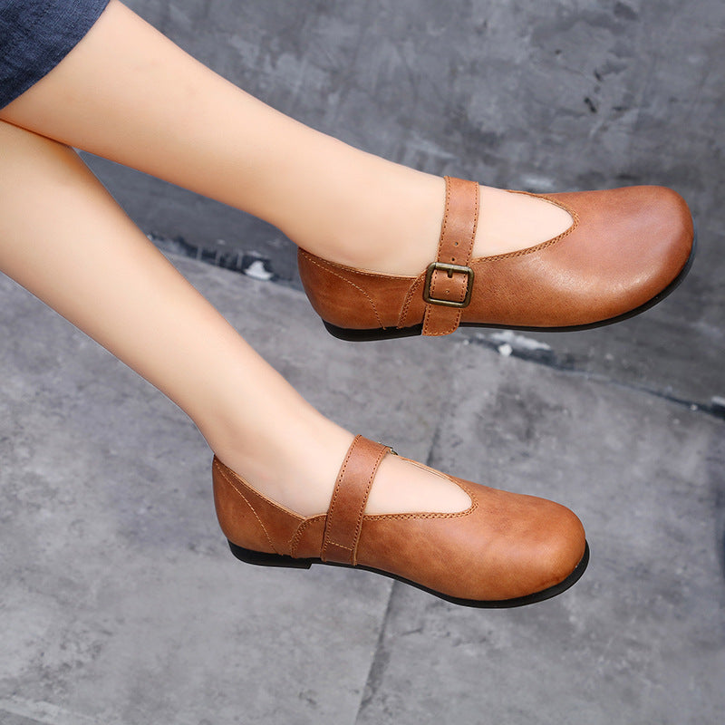 Retro Soft Leather Handmade Flat Shoes